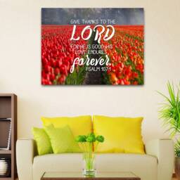 Psalm 1071 Give Thanks To The Lord, His Love Endures Forever Bible Verse Wall Art Canvas Scripture Home Decor Religious Framed - thumbnail 3
