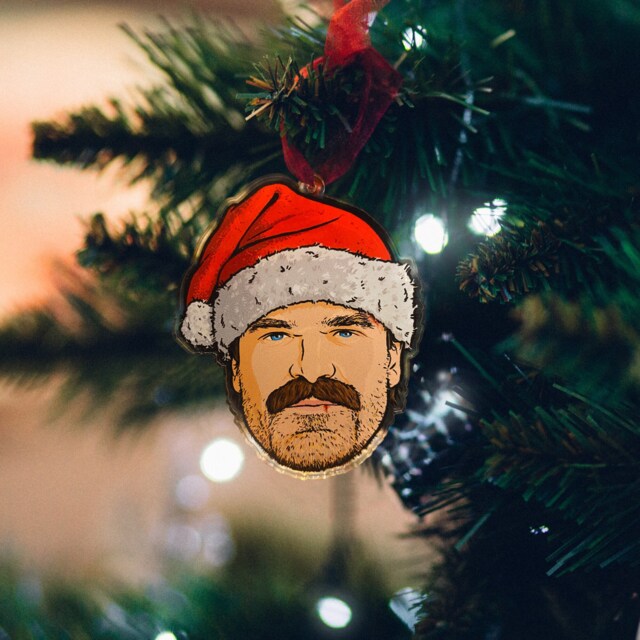 Hopper Acrylic Christmas Tree Ornament Hawkins Xmas Hanging Character Face Festive Merry Tv Show Colourful Plastic Drawing