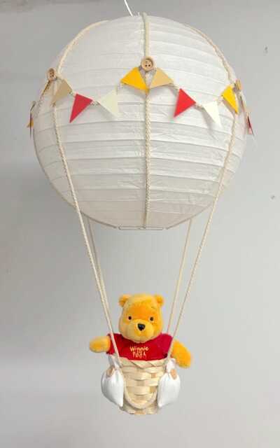 Neutral Winnie The Pooh Themed Hot Air Balloon Nursery Light Shade - image 1