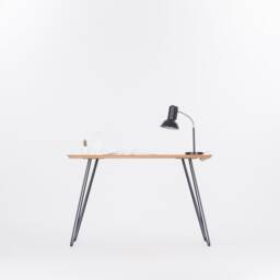 Edge - Solid Wooden Desk, Modern Table With Metal Hairpin Legs American Walnut Colour/Finish - thumbnail 2