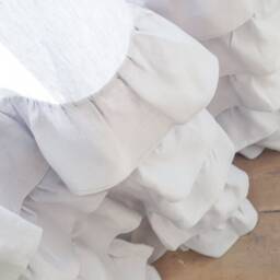 Light Gray Heavy Linen Curtain Panel With Ruffles, Ruffled Drape, Custom Curtains - thumbnail 3