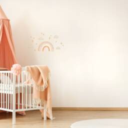 Medium Boho Rainbow Wall Decal With Clouds & Stars, Plastic-Free Stickers For Nurseries - thumbnail 4