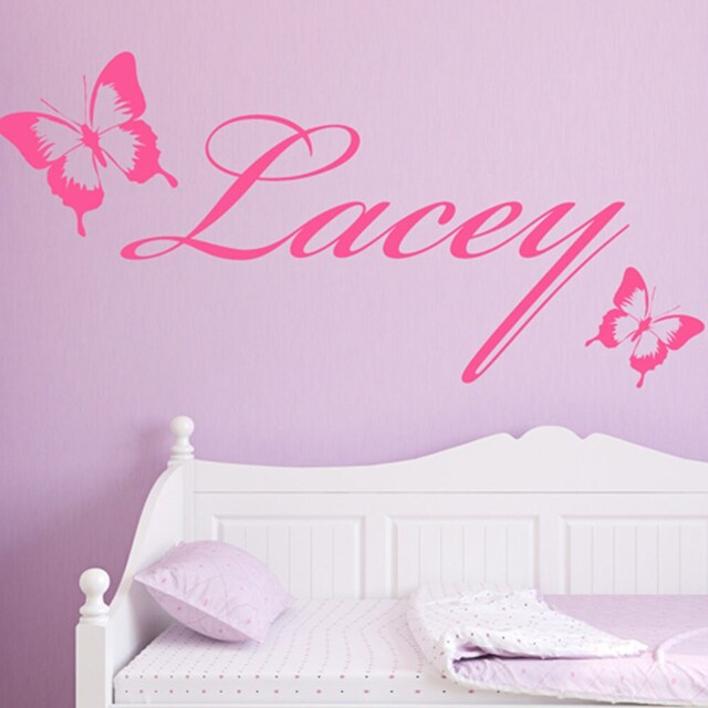 Personalised Wall Sticker 2 Butterfly Vinyl Decal Girls Bedroom Transfer Children's Kids Room Names - image 1