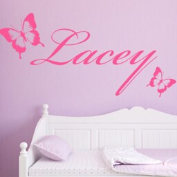 Personalised Wall Sticker 2 Butterfly Vinyl Decal Girls Bedroom Transfer Children's Kids Room Names - thumbnail 1