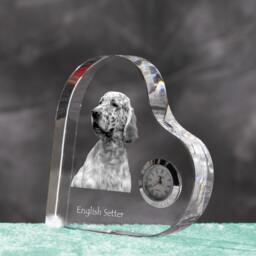 English Setter - Crystal Clock in The Shape Of A Heart With Image Pure-Bred Dog - thumbnail 2