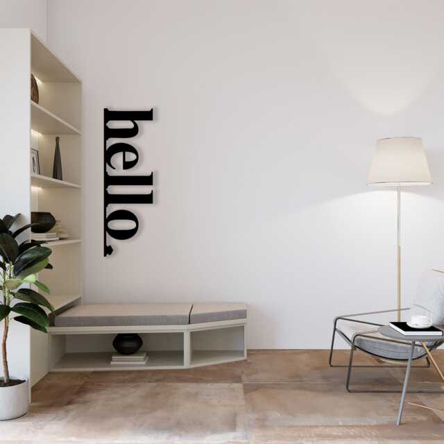 Modern Hello Metal Wall Art, Minimalist Entryway Decor - image 1