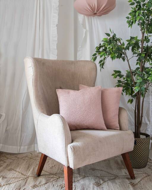 Baby Pink Boucle Cushion Covers, Cushions, Cover, Cushions Usa, Made in India - image 1