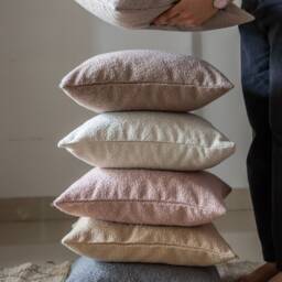 Baby Pink Boucle Cushion Covers, Cushions, Cover, Cushions Usa, Made in India - thumbnail 4