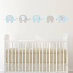 Elephants Pastel Blue Wall Sticker Decals - Nursery & Children's Bedroom Decor