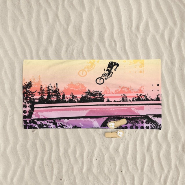 Bmx Bike Beach Towel Cycling Art, Original Design - image 1