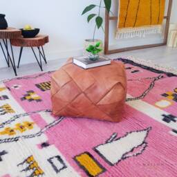 Pink Moroccan Rug, Beni Ourain Wool Rug 5.6 Ft X 7.6 - thumbnail 3