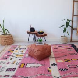 Pink Moroccan Rug, Beni Ourain Wool Rug 5.6 Ft X 7.6 - thumbnail 2
