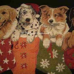 Sale Christmas Puppies in Stockings Oblong Tapestry Cushion Pillow Cover - thumbnail 2