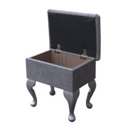 Handmade Grey Velvet Small Dressing Table Storage Stool - thumbnail 2