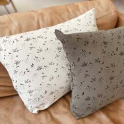 Cream & Khaki Custom Pillowcase 60x40cm in Double Gauze Oeko Tex - thumbnail 1