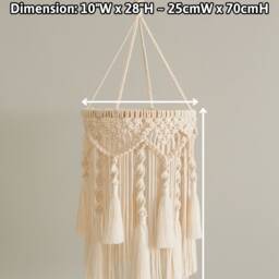 Macrame Hanging Lantern, Boho Pendant Lamp, Tassel Chandelier For Wedding, Unique Handmade Lampshade, Bohemian Light Decor V09 - thumbnail 2