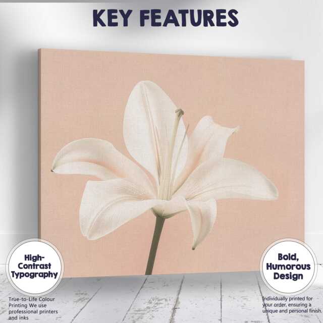 Cream White Lily Bouquet Yellow Botanical Illustration Canvas Wall Art Print Decor Picture Ready To Hang - image 1