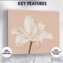 Cream White Lily Bouquet Yellow Botanical Illustration Canvas Wall Art Print Decor Picture Ready To Hang