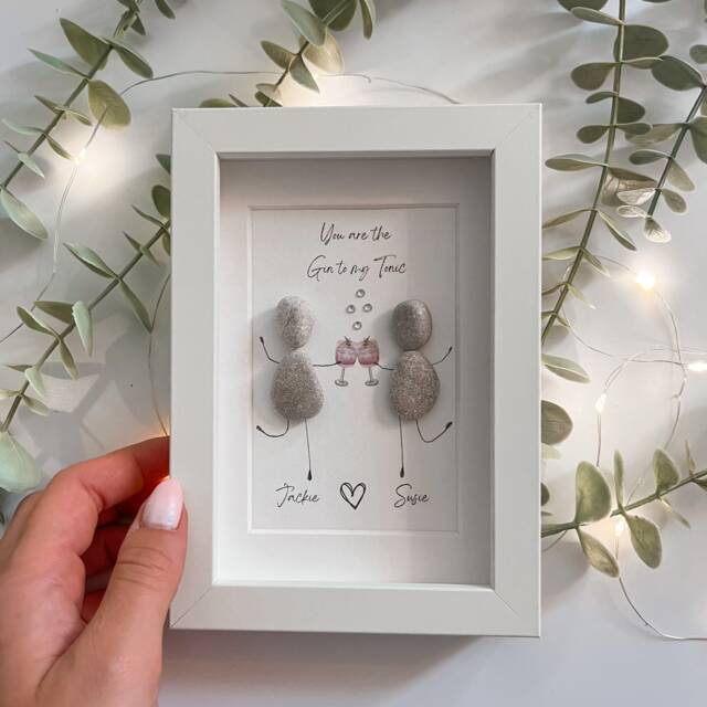 Special Friend You Are The Gin To My Tonic Birthday Gift Pebble Art Unique Small Picture Frame Stone People Personalised 50Th 60Th 40Th Her - image 1