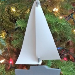 Sailboat Ornament W Lights, Wood Ship, Ornament, Christmas Ornament, Miniature Ship, Wooden Sailing Sailboat, Sailboat Decoration, Boat - thumbnail 4