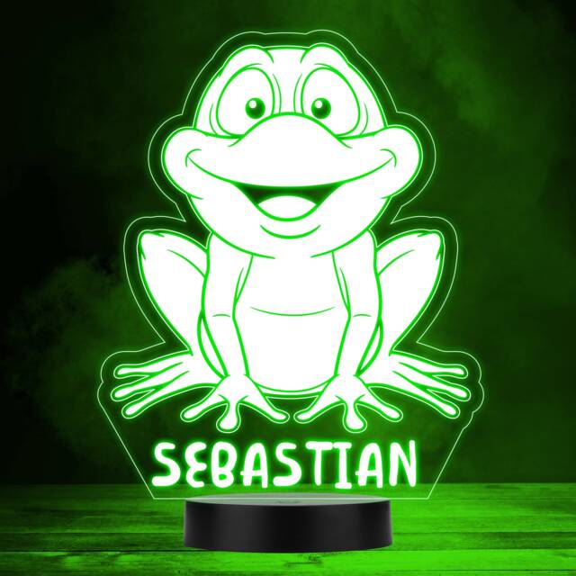 Happy Smiling Frog Colour Changing Led Lamp Personalised Gift Night Light - Bedroom - image 1