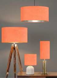 New Luxury Make By Order Peach Velvet Upholstery Lamp Shade & Pendant Light With Metallic Lining Suitable For All Purpos