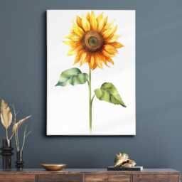 Sunflower Wall Art Watercolor Botanical Yellow Floral Canvas Or Black Framed Decor For Kitchen Living Room Farmhouse
