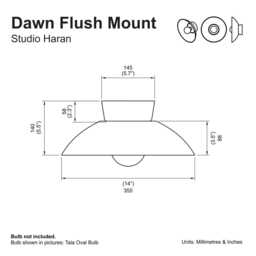 White Dawn Flush Mount Ceiling Light in Ceramic & Oak - thumbnail 4