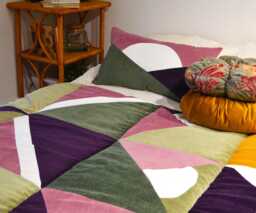 Bed Throw 120x200cm - Handmade in France Corduroy Patchwork - thumbnail 1