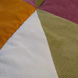 Bed Throw 120x200cm - Handmade in France Corduroy Patchwork - thumbnail 3