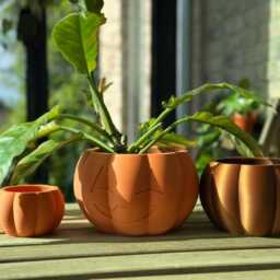 Bronze Pumpkin Planter Stylish Autumn Decor, Succulent Pot - thumbnail 4