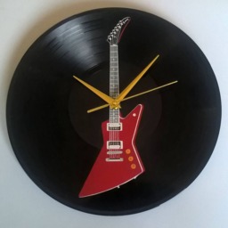 Electric Guitar Painted Vinyl Record Clock - thumbnail 2