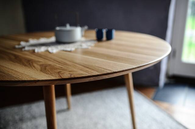 Round Solid Oak Dining Table, Swiss Edge, Scandinavian Handmade Table - image 1