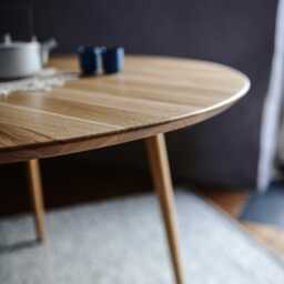 Round Solid Oak Dining Table, Swiss Edge, Scandinavian Handmade Table - thumbnail 3