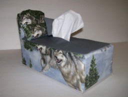 Bed Shaped , Tissue Box Cover Two Mini Pillows Wolves Novelty Fabric Craft Home Decor Unique Design Shipping Included - thumbnail 1