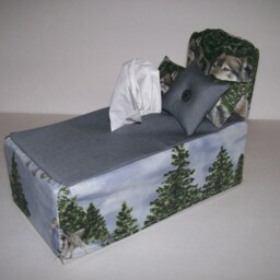 Bed Shaped , Tissue Box Cover Two Mini Pillows Wolves Novelty Fabric Craft Home Decor Unique Design Shipping Included - thumbnail 2