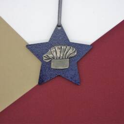 Chef Hat Wooden Star - Christmas Ornament Cooking Tree Decoration Baking Hanging Foodie Gift Dad - thumbnail 3