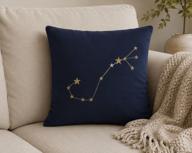 Scorpio Constellation Pillow Cover, Zodiac Astrology Decor, Celestial Cushion Navy Blue Gift For Her - image 1