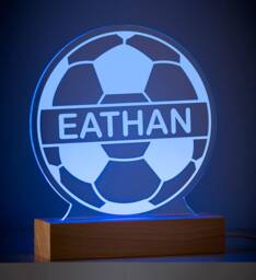 Personalised Football Night Light, Childrens Led Multi Colour Soccer Lamp