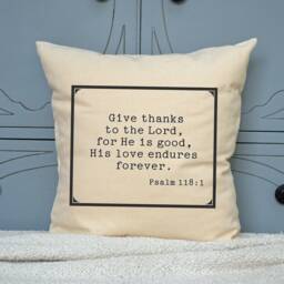 Religious Pillow, Spiritual, Christian Gift, Bible Verse Retreat Gift Pillow, Psalms // Give Thanks , Cotton - thumbnail 3