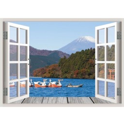 Mountain Lake Landscape View Window 3D Wall Decal Art Removable Wallpaper Mural Sticker Vinyl Home Decor - thumbnail 2