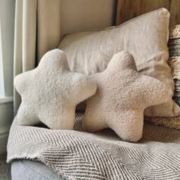 Neutral Star Pillows - Boucl?? Nursery Decor - Handmade Baby Room, Kids Room Or Playroom Decoration Shower Gift Idea - thumbnail 2
