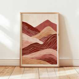 Abstract Desert Landscape Poster, Terracotta Wave Wall Art, Minimal Earth Tone Print - thumbnail 4