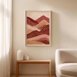 Abstract Desert Landscape Poster, Terracotta Wave Wall Art, Minimal Earth Tone Print - thumbnail 3