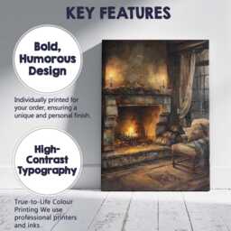 Cosy Rustic Fireplace Interior Cabin Painting Canvas Wall Art Print Decor Picture Ready To Hang - thumbnail 2