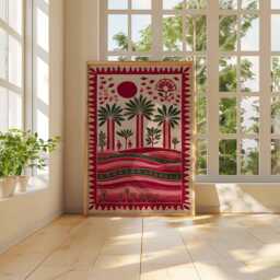 Palestine Poster, Middle East Palestinian Folk Art Print, Olive Tree Wall Art, Rural Village Decor, Cultural Posters & Prints - thumbnail 3