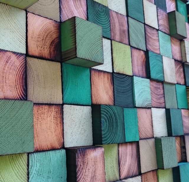 Handmade Reclaimed Wood Wall Art - Green Turquoise Mosaic - image 1
