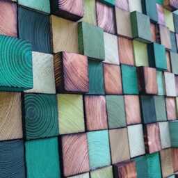 Handmade Reclaimed Wood Wall Art - Green Turquoise Mosaic - thumbnail 2