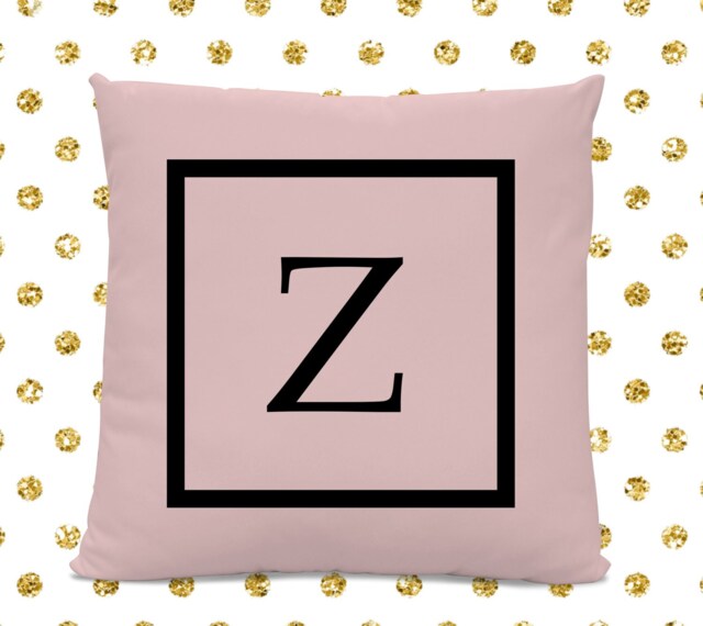 Initial Pillow - Letter With Z Monogrammed Custom Throw Pink