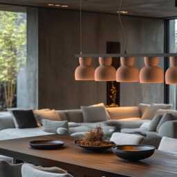 Linear Pendant Light, Dining Table Row Hanging Lamp, Modern Kitchen Fixture, Naaya Linea Cusp - thumbnail 2